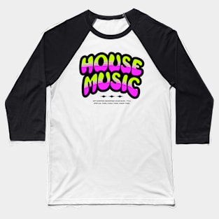 HOUSE MUSIC  - Bubble Outline Two Tone (black/pink/lime) Baseball T-Shirt